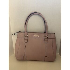 Kate Spade NY Large Satchel Zip Hand Bag Light Pink Pebble Leather Purse